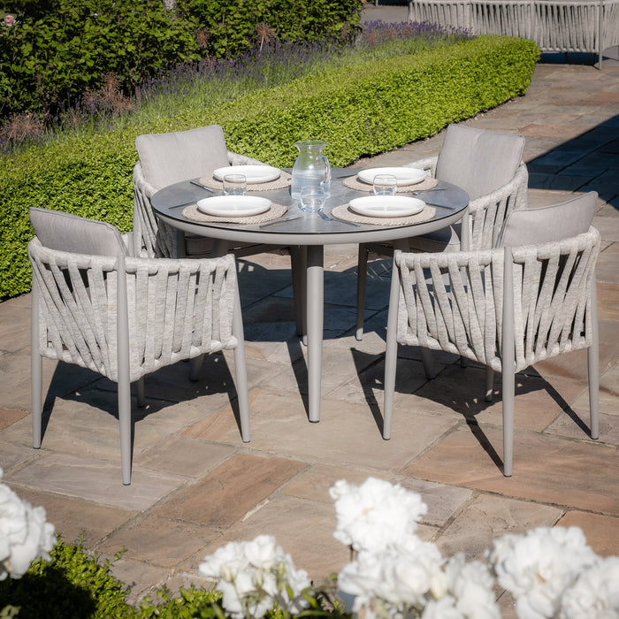 Milan Rope Weave 4 Seat Round Dining Set
