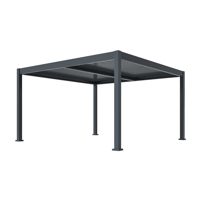 Eden 4mx4m Aluminium Metal Outdoor Garden Pergola with LED Lights & Motorised Roof Customise with Blinds or Louvres