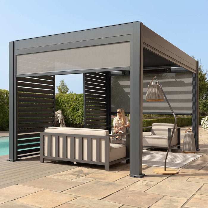 Eden 3mx4m Aluminium Metal Outdoor Garden Pergola with LED Lights & Motorised Roof Customise with Blinds or Louvres