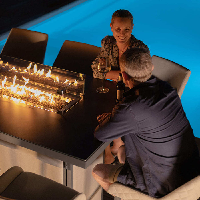 Outdoor Fabric Regal 8 Seat Rectangular Bar Set with Fire Pit Table