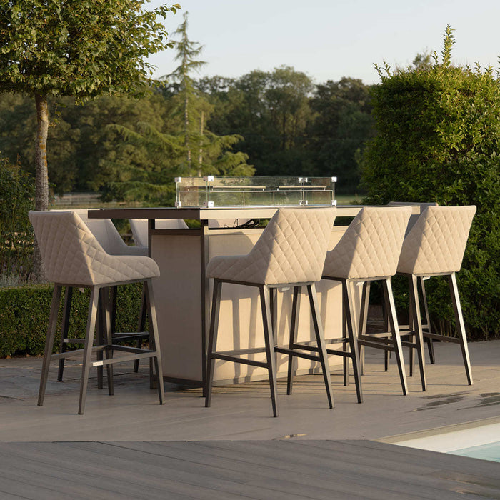 Outdoor Fabric Regal 8 Seat Rectangular Bar Set with Fire Pit Table