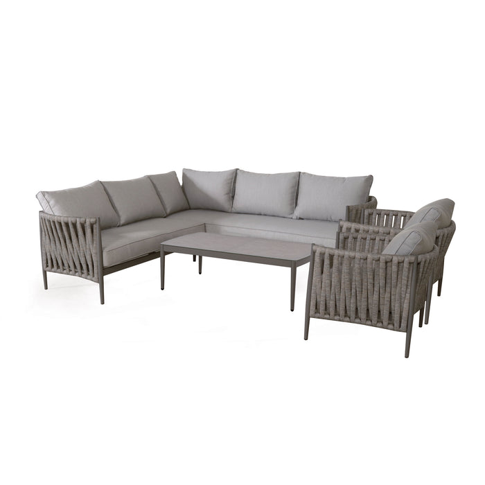 Milan Rope Weave Small Square Corner with 2 Armchairs