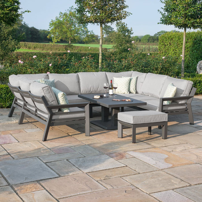New York U-Shaped Aluminium Sofa Set with Rising Table