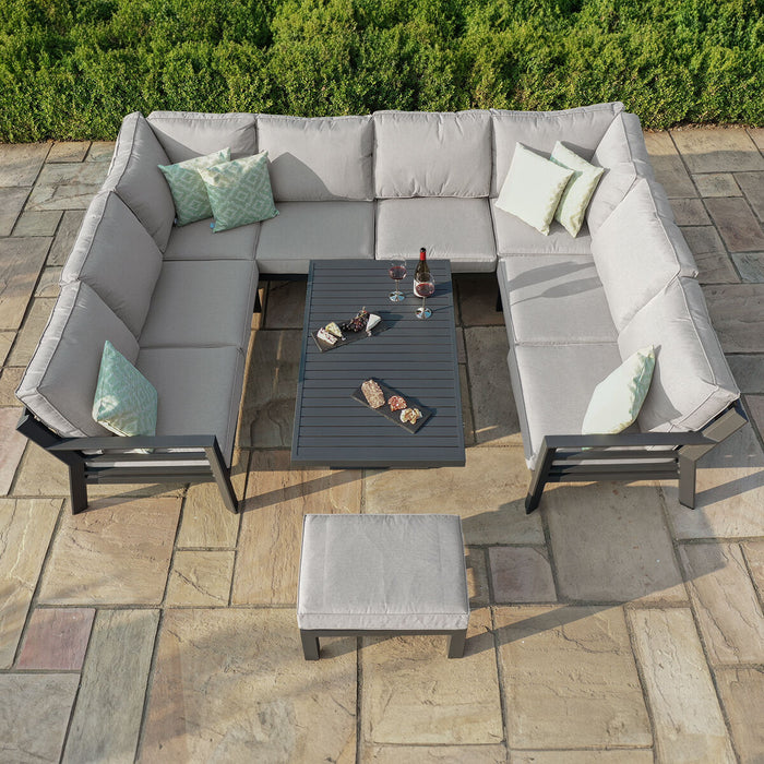 New York U-Shaped Aluminium Sofa Set with Rising Table