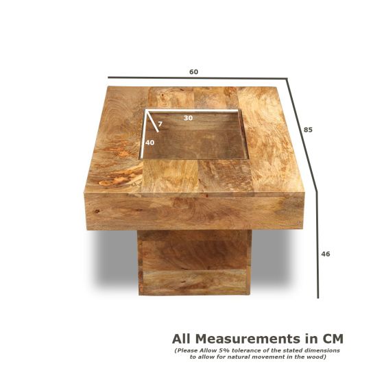 Acre & Artisan Mango Small Glass Topped Coffee Table 1 (85cm)