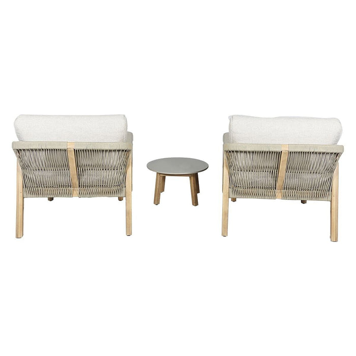 Martinique Rope Weave Double Sunlounger Set with Round Coffee Table