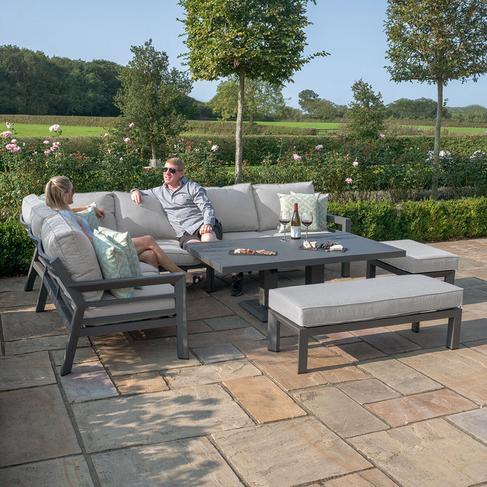 New York Aluminium Corner Dining Set with Rising Table