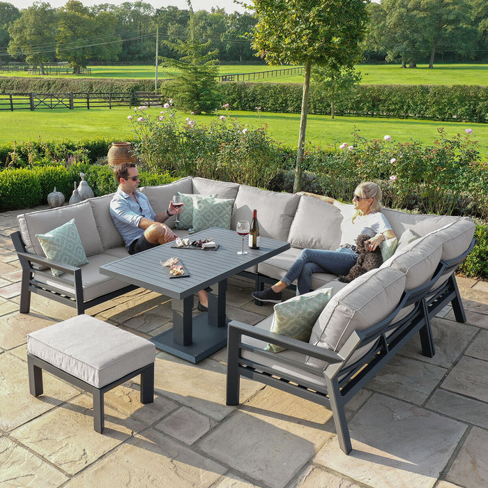 New York U-Shaped Aluminium Sofa Set with Rising Table