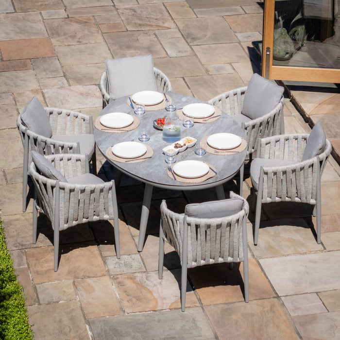 Milan Rope Weave 6 Seat Oval Dining Set