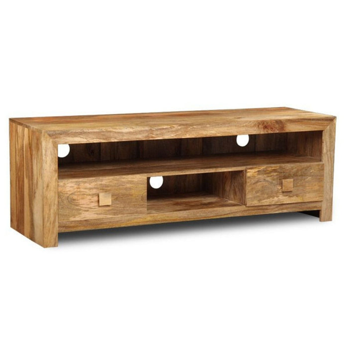 Light Dakota Mango Wood 145cm 2 Drawer Media Unit - Due 8th September