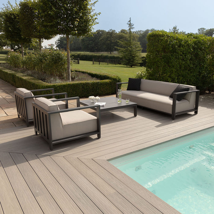 Outdoor Fabric Ibiza 3 Seat Sofa Set With Square Coffee Table