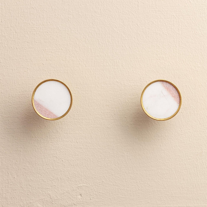 Sarika White Stone Brass Drawer Knobs