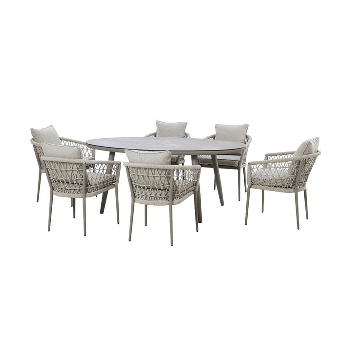 Monaco Rope Weave 6 Seat Oval Dining Set