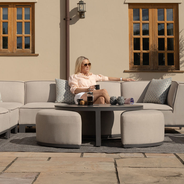 Round Coffee Table with 3 Footstools