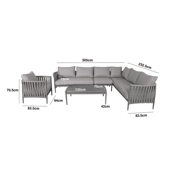 Milan Rope Weave Large Square Corner with Armchair