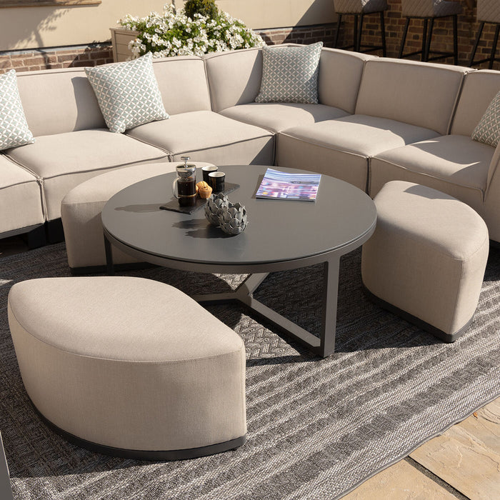 Round Coffee Table with 3 Footstools