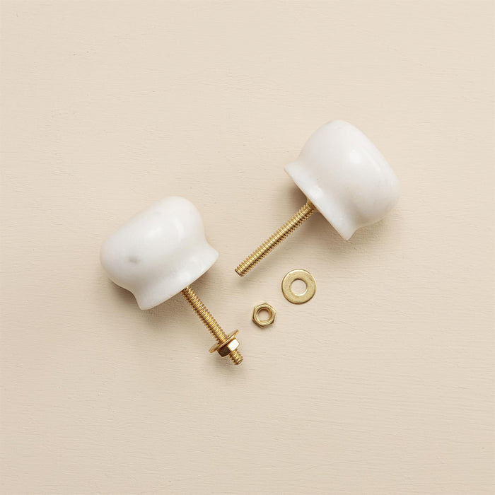 Nidhi White Stone Oval Drawer Knobs