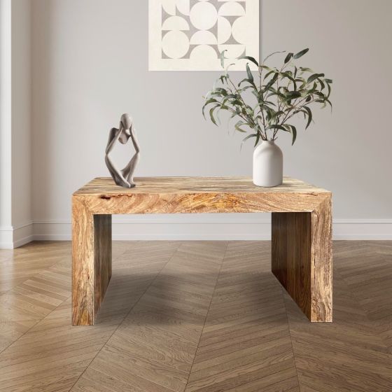 Acre & Artisan Light Solid Wood Small Open Coffee Table (85cm)