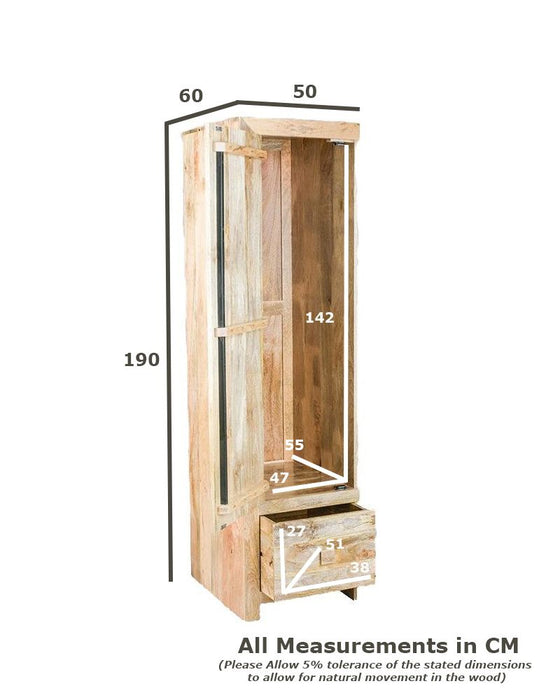 Dakota Mango Wood Single Wardrobe Left - In Stock