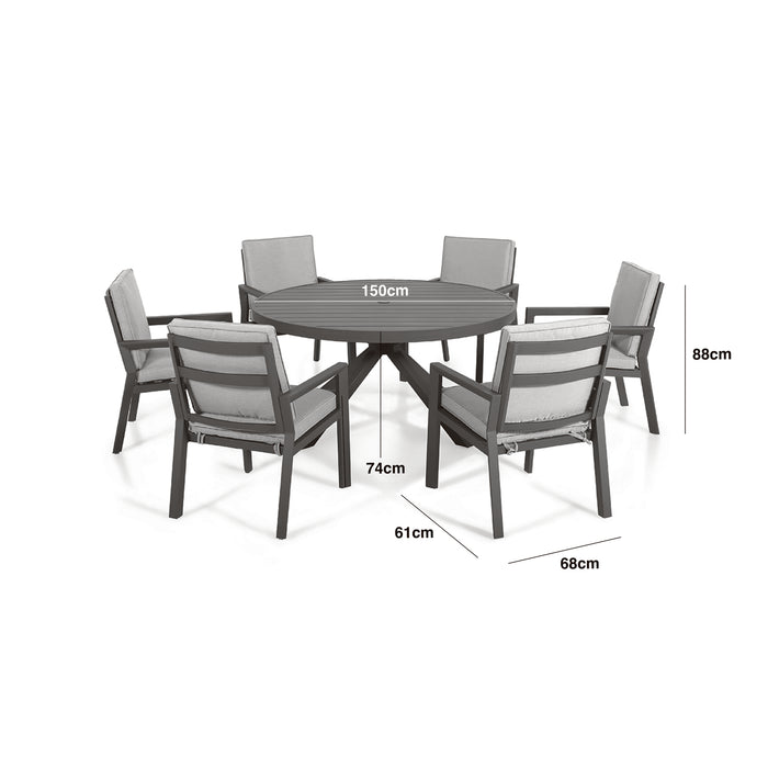 New York 6 Seat Round Aluminium - Dining Set