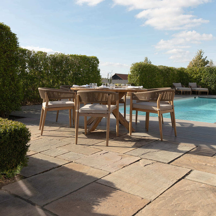 Porto Rope Weave 6 Seat Round Dining Set