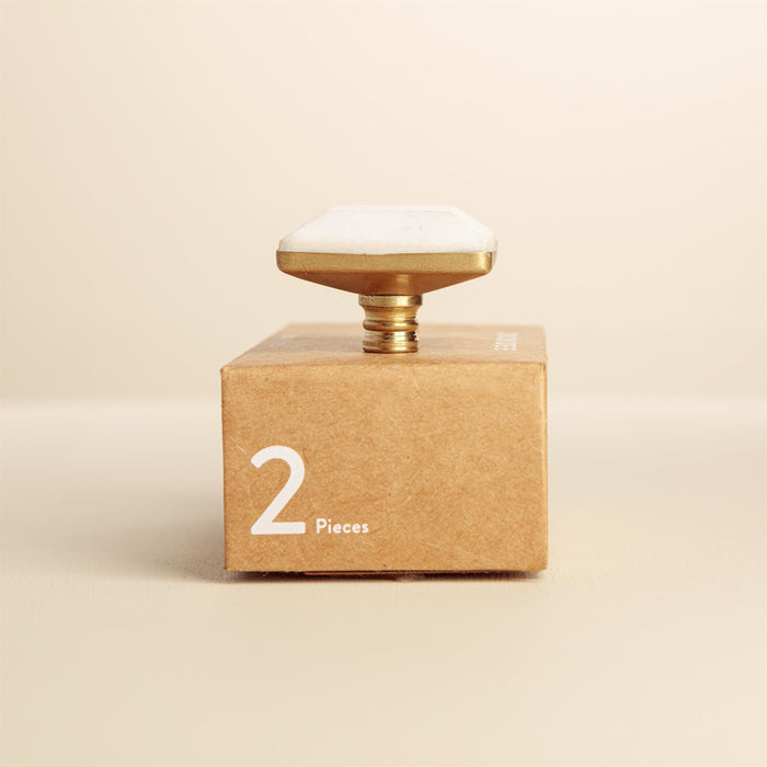 Priya White Stone Rectangle Drawer Knobs