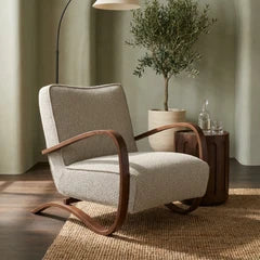 Ada Accent Chair | Speckled Stone Sustainable Boucle & Walnut