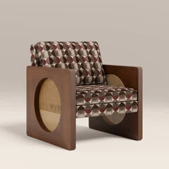 Greta Accent Chair | Multicolour Orbis Patterned Fabric & Walnut