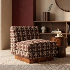 Harrison Accent Chair | Multicolour Orbis Patterned Fabric & Walnut