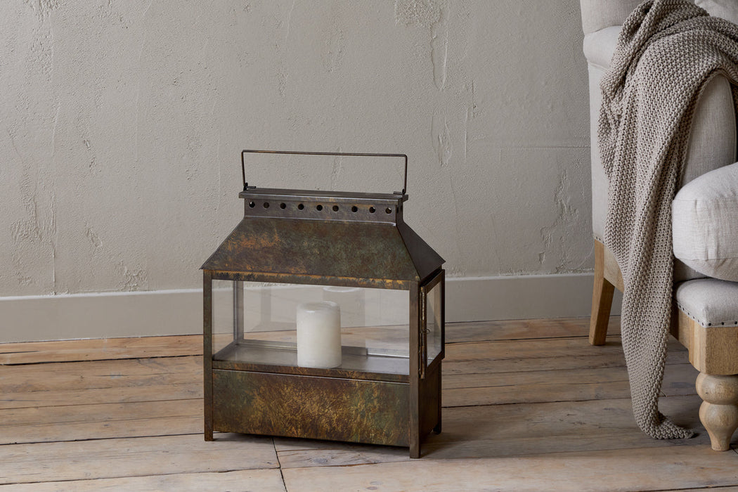 Akoko Wide Lantern - Brown Patina