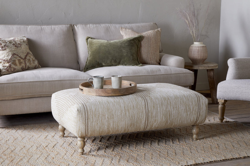 Aranya Upholstered Ottoman Natural