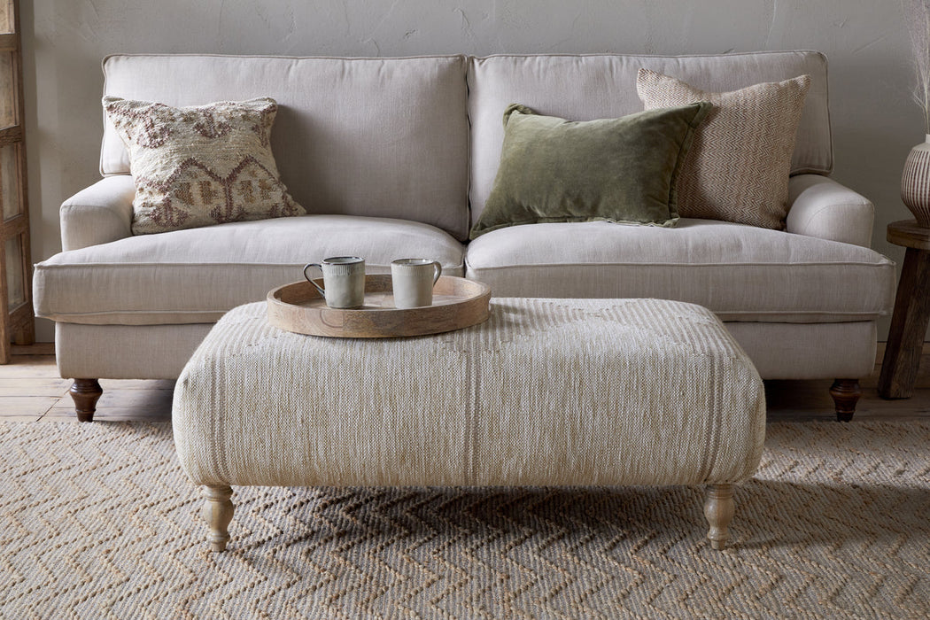 Aranya Upholstered Ottoman Natural