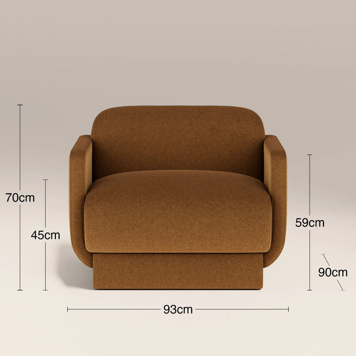 Connick Armchair Caramel Brown Sustainable Mohair Velvet