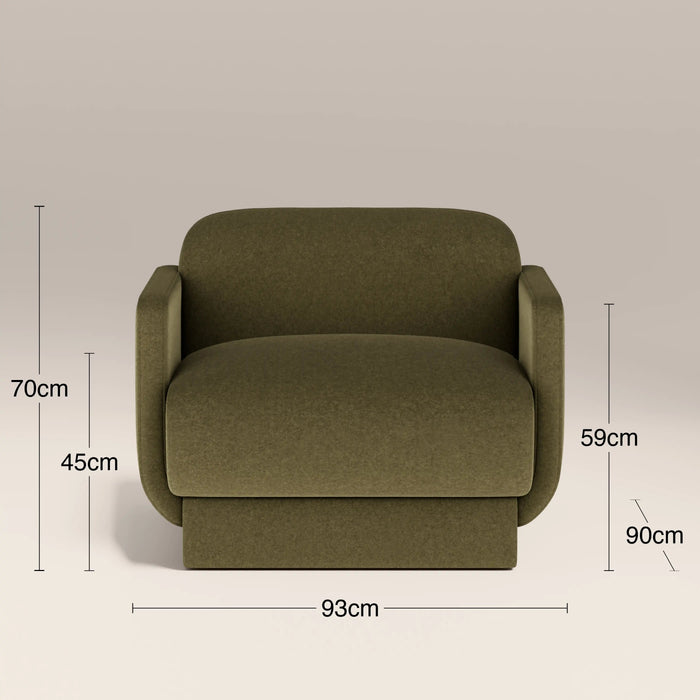 Connick Armchair Moss Green Sustainable Mohair Velvet