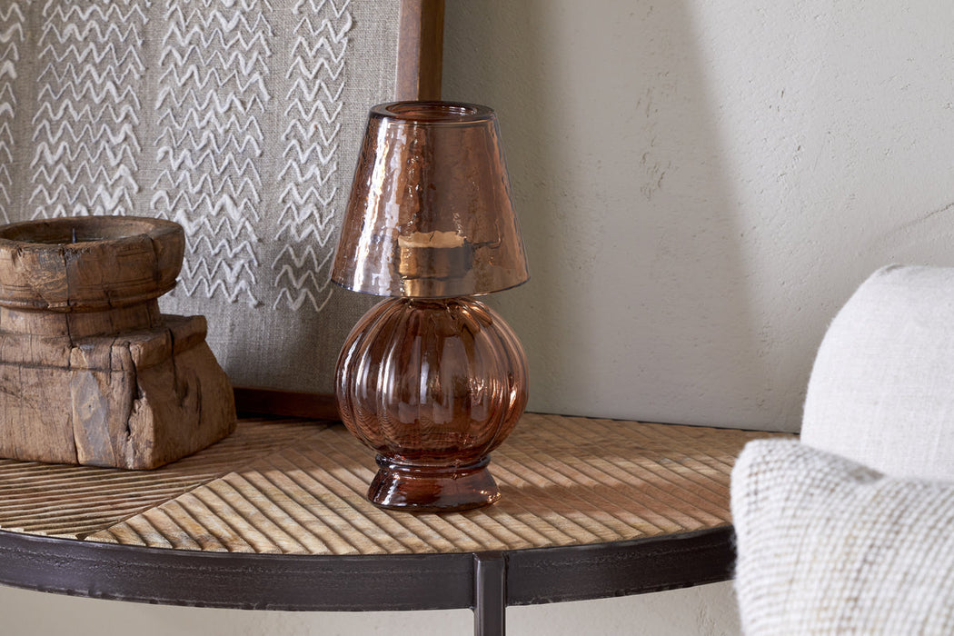 Adesola Glass Tealight Holder Lamp Amber