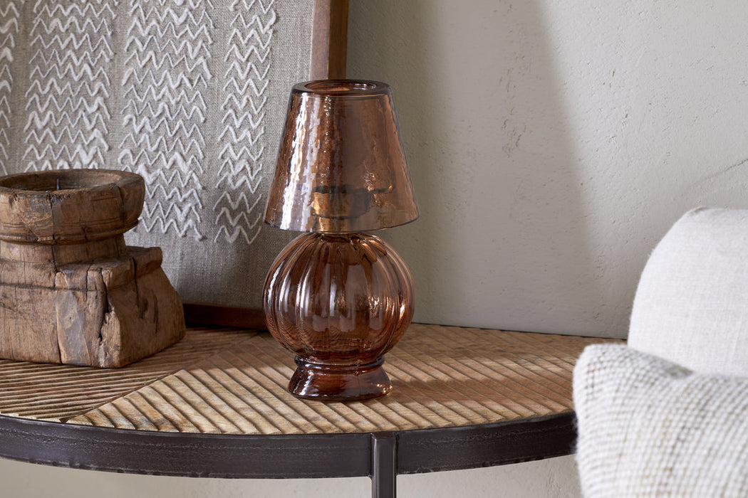 Adesola Glass Tealight Holder Lamp Amber