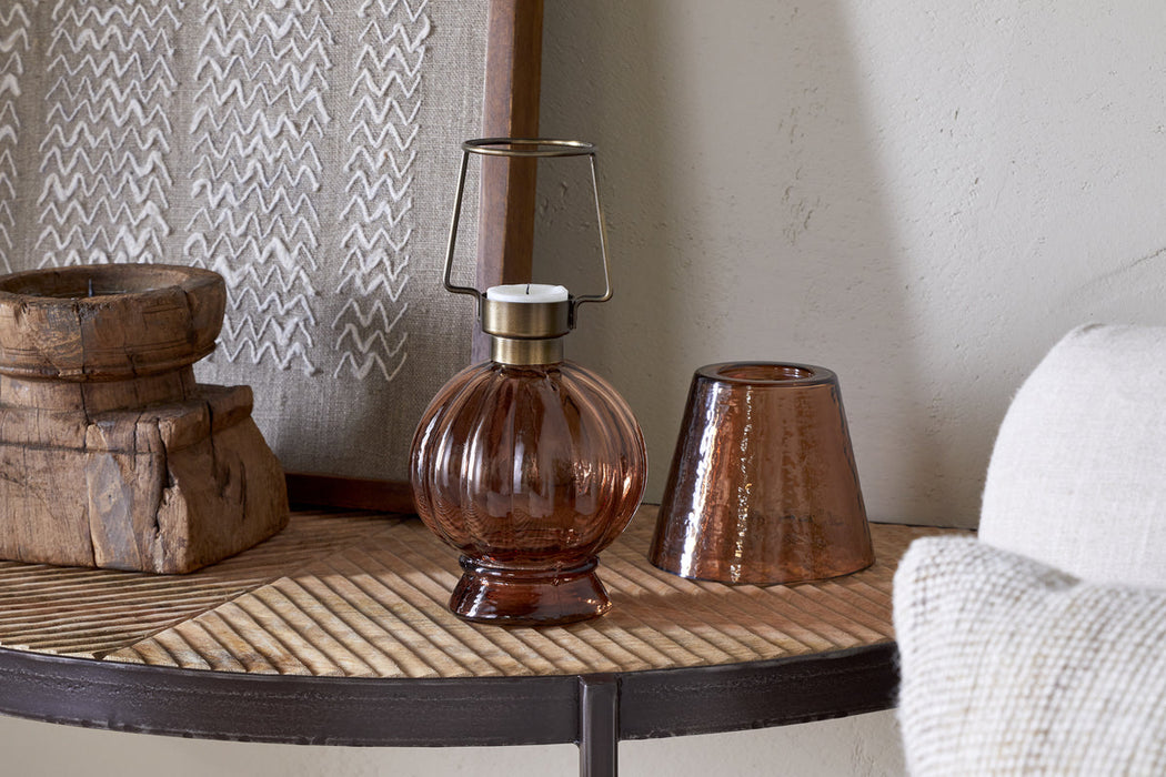 Adesola Glass Tealight Holder Lamp Amber