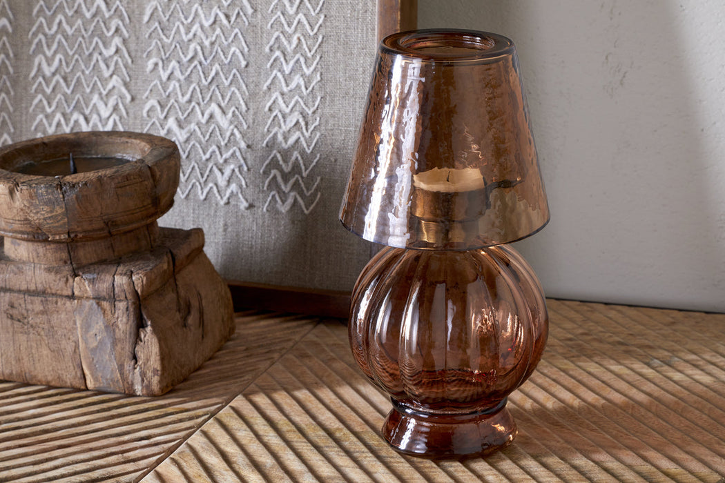 Adesola Glass Tealight Holder Lamp Amber