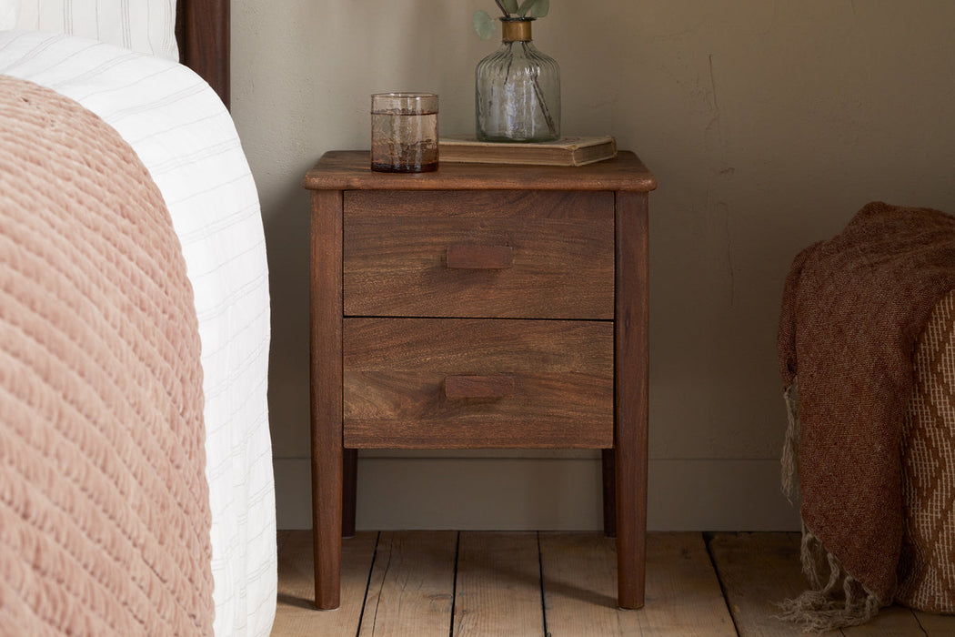 Anbu Acacia Bedside Table Washed Walnut