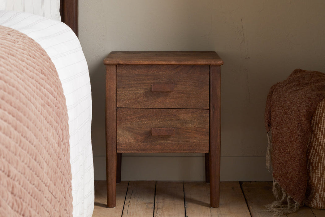 Anbu Acacia Bedside Table Washed Walnut