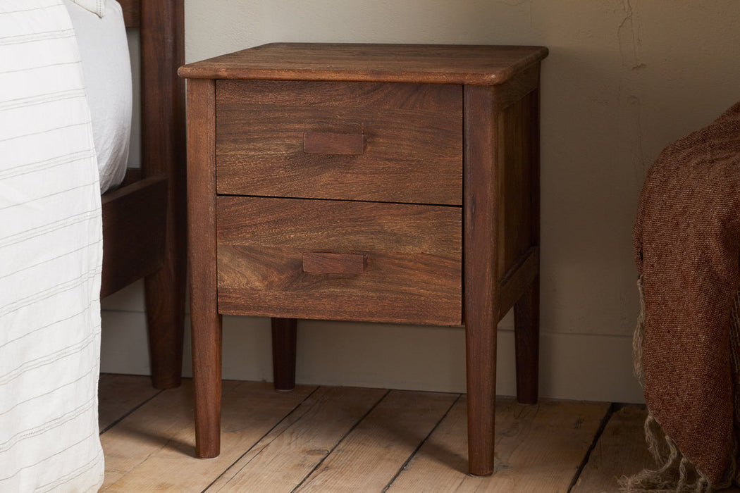 Anbu Acacia Bedside Table Washed Walnut
