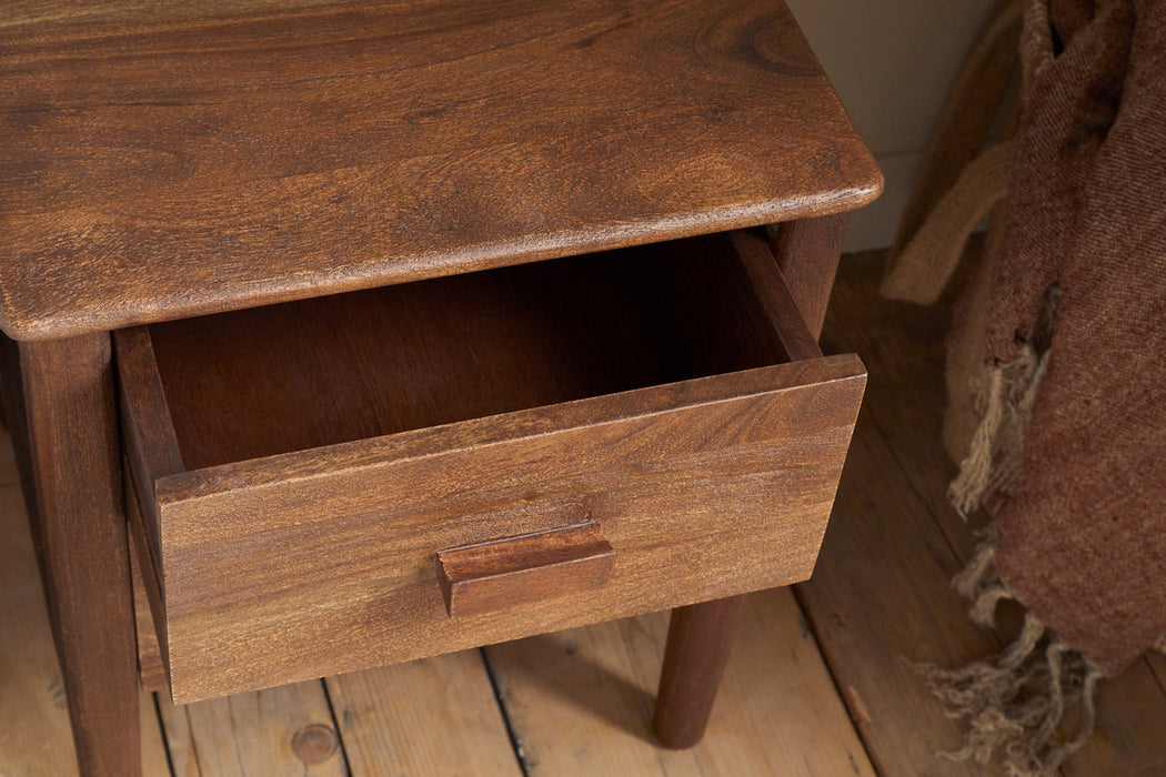 Anbu Acacia Bedside Table Washed Walnut