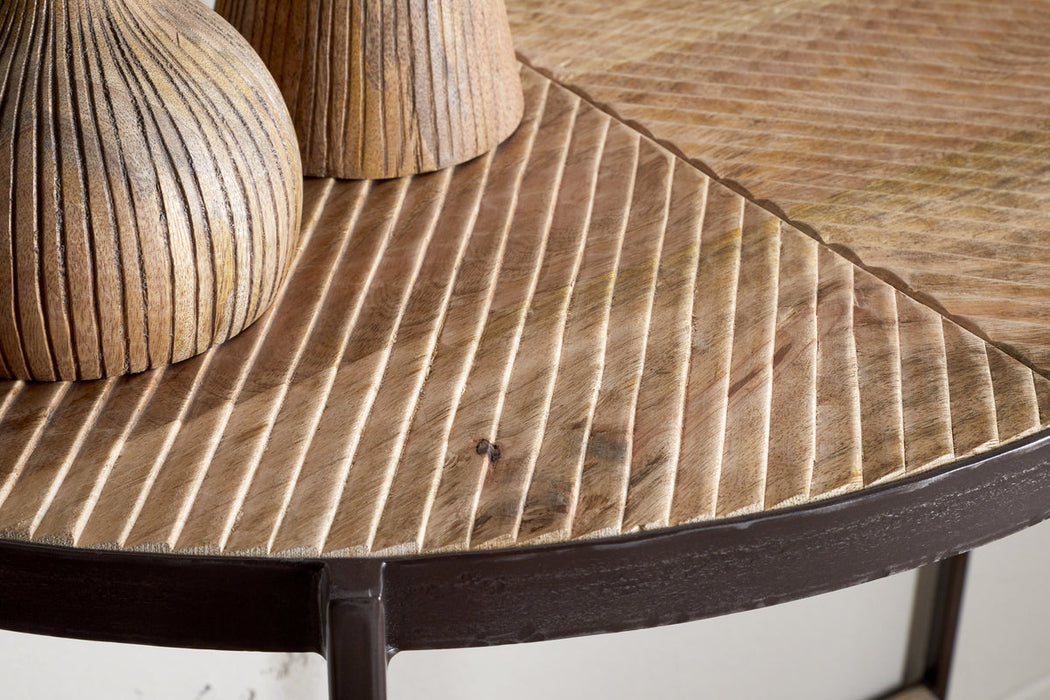 Aasha Mango Wood Half Moon Console Table - Natural