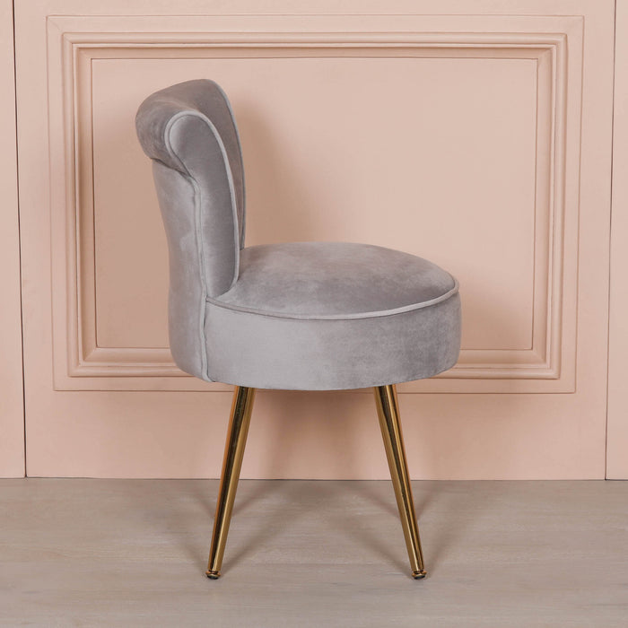 Grey Stool / Bedroom Chair with Gold Legs