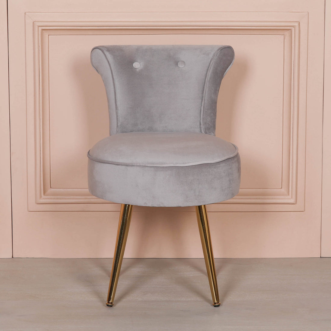 Grey Stool / Bedroom Chair with Gold Legs