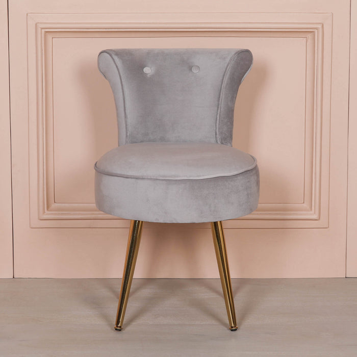 Grey Stool / Bedroom Chair with Gold Legs