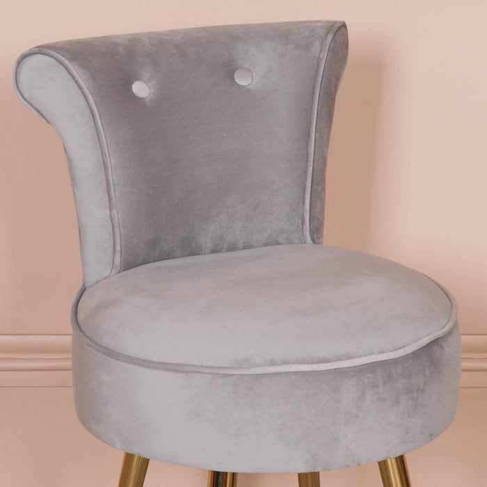 Grey Stool / Bedroom Chair with Gold Legs
