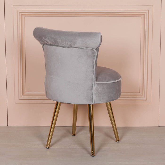 Grey Stool / Bedroom Chair with Gold Legs