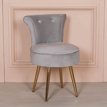 Grey Stool / Bedroom Chair with Gold Legs