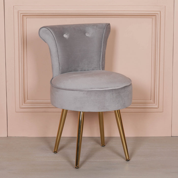 Grey Stool / Bedroom Chair with Gold Legs